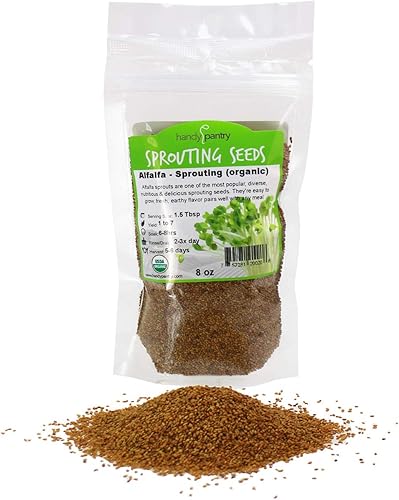 Miniatura 1 de Semilla de brote de alfalfa orgánico certificado marca Handy Pantrysemillas de alta germinación comestibles - jardinería cultivos hidropónicos