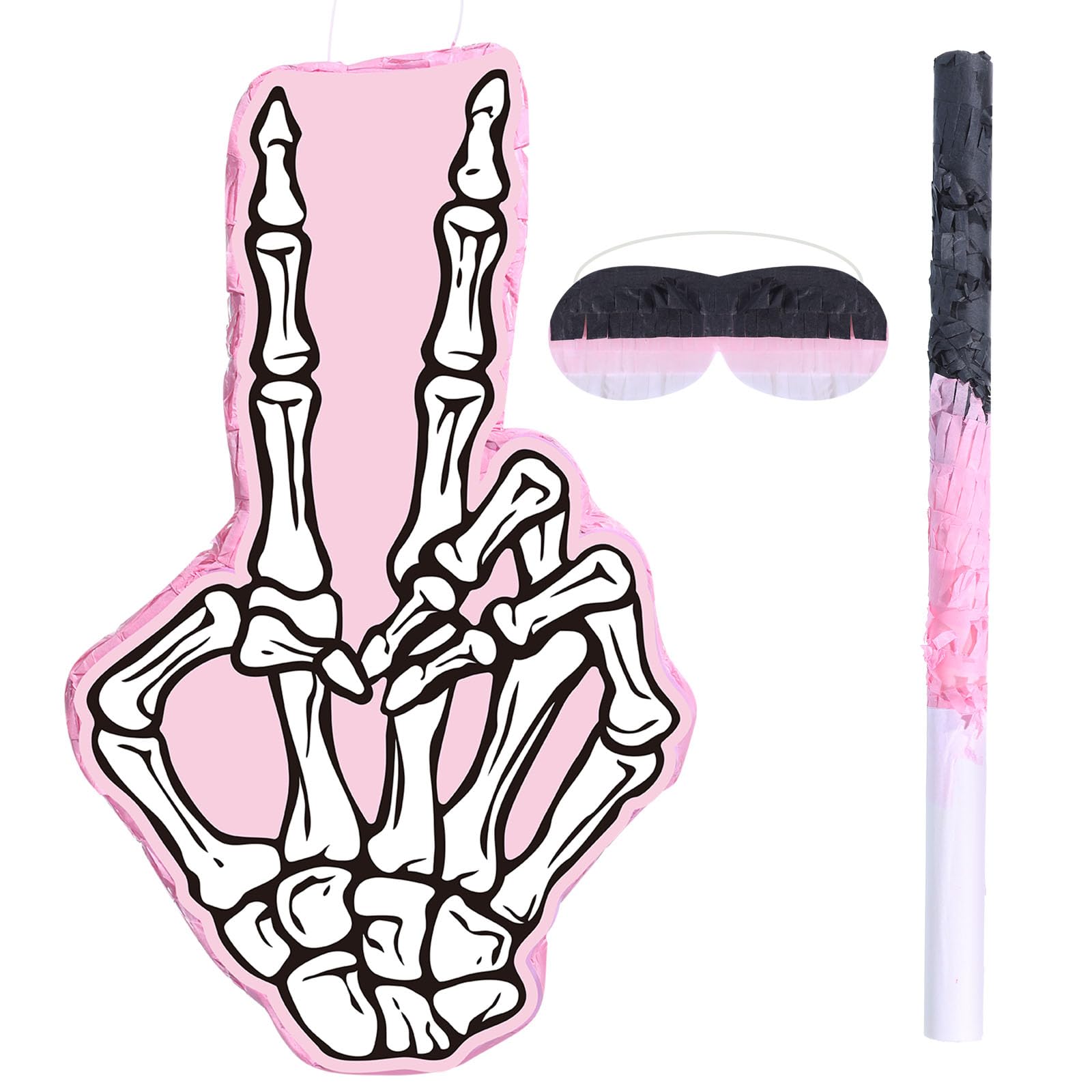 Photo 1 of **MISSING PINATA STICK/PINATA ONLY*** Nezyo Bad Two The Bone Piñata Party Favors Pink White Skull 2nd Piñata with Stick Blindfold Bad 2 The Bone Birthday Decorations for Rock and Roll Music Themed Party Decorations Supplies