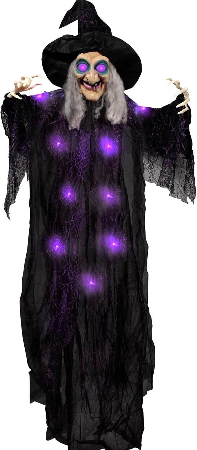 Amazon.com: JOYIN 72” Hanging Witch Decoration with Light-up Eyes and ...