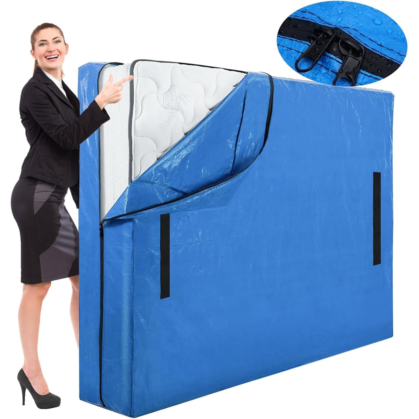 Bolsa de colchón móvil con manija - cama grande - Bolsa de colchón súper gruesa para movimiento - Bolsa de almacenamiento de colchón reutilizable - para movimiento con cremallera de gran apertura(208*