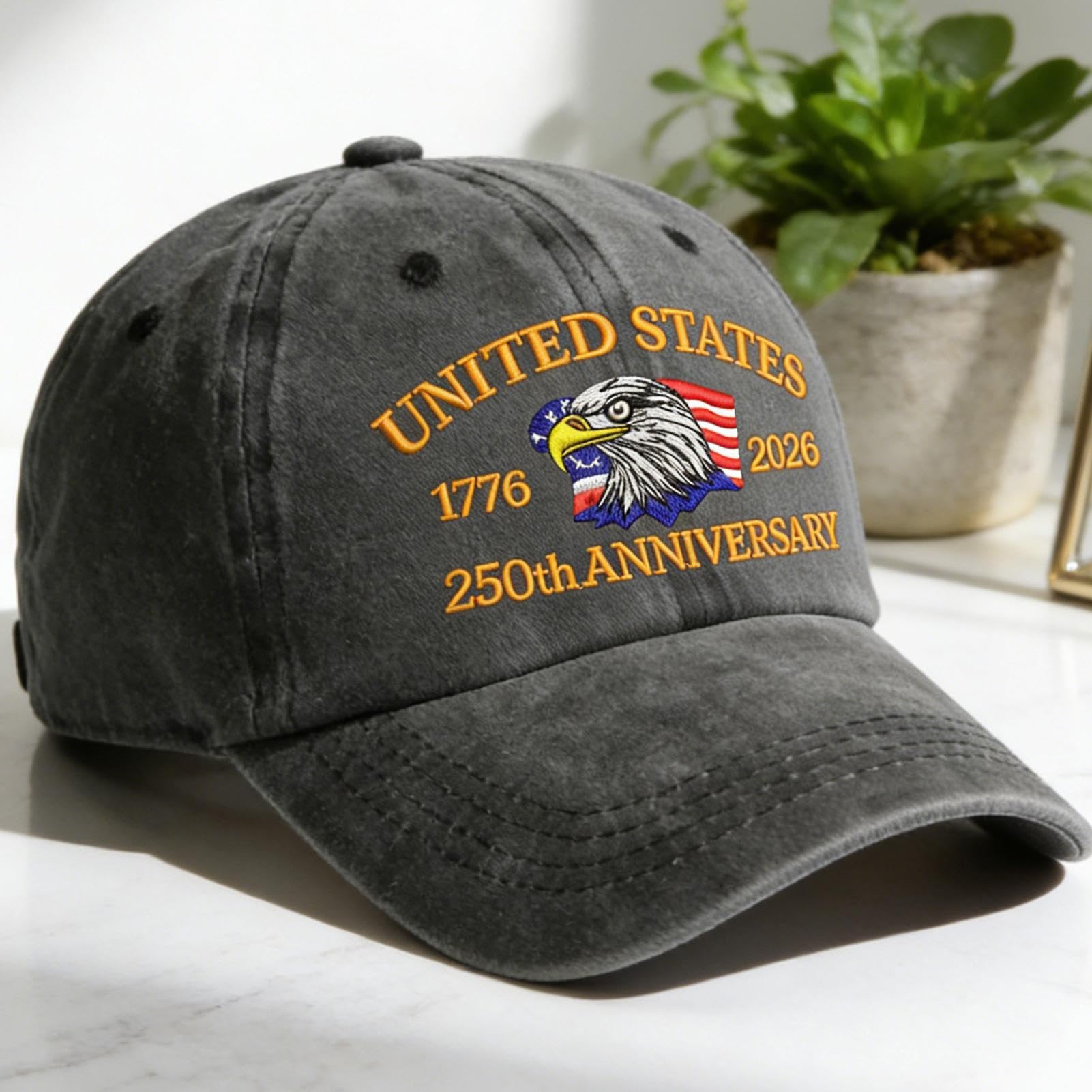 Generisch 250 Aniversario - Retro Ajustable Transpirable Gorras | 250 Años USA Gorra, Para Cumpleaños, Halloween, Pesca al Aire Libre Verano Camping Jardín Patio Senderismo Trabajo Viajes
