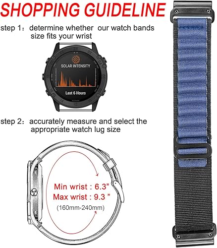 Miniatura 5 de Compatible con Garmin, correa deportiva de nailon tejido resistente con gancho en G para fnixForerunnerVivoactiveApproachMARQquatixD2 Series Correa