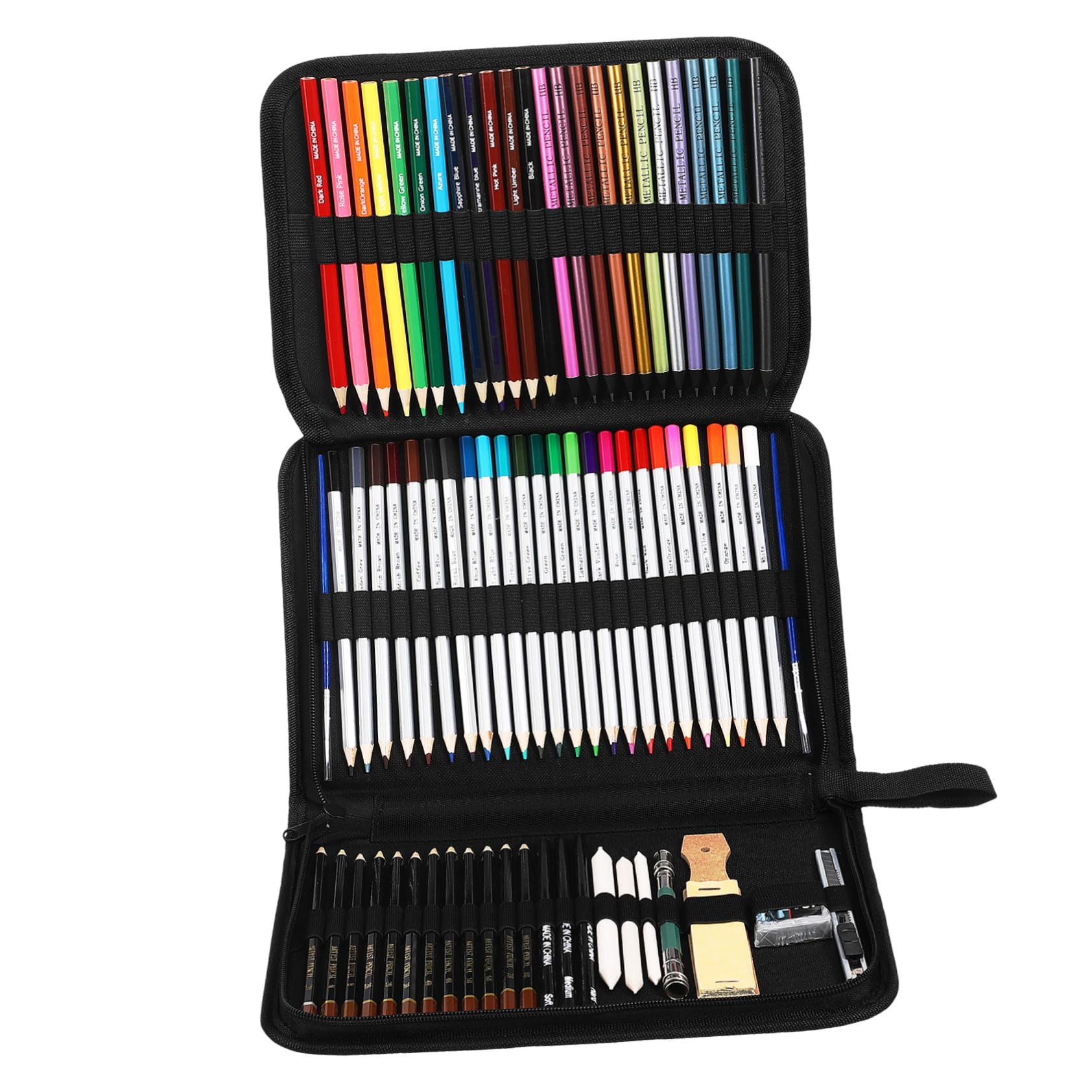 Lurrose Coffret de Crayons de Couleur : Crayons Aquarelle Outils de Dessin Gomme Support pour Artistes Amateurs Livres de Coloriage à Emporter Partout.