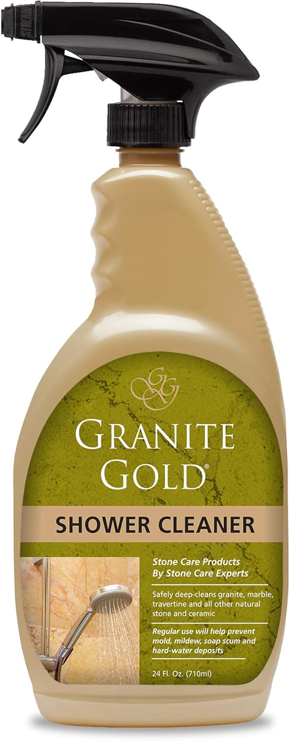 Granite Gold Shower Cleaner Spray for Quartz, Granite, Marble, Ceramic, and Other Stone Tub Surfaces, Made in the USA, 24 Ounces, Gold : Health & Household
