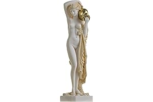 Sultry and Enigmatic Nude Anime Sculpture Adorned with Gold Accents