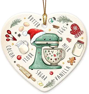 Baking Christmas Ornament 2025 – Ceramic Dough Mixer Christmas Ornament, Cute Baking Gifts for Women, Bakers, Cooking Lovers - Pastry Chef Gifts for Bakers Mom, Grandma, Family, Baker Gift Ideas