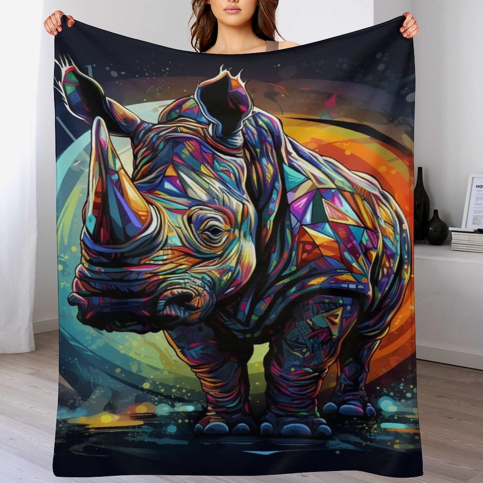 Couverture rhinocéros idée cadeau originale et douce pour garçons et adultes
