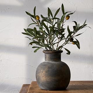 SIDUCAL 6 Inch Ceramic Rustic Farmhouse Vase Bronze Boho Pottery for Home Decor Table Shelf Mantel Living Room Bathroom