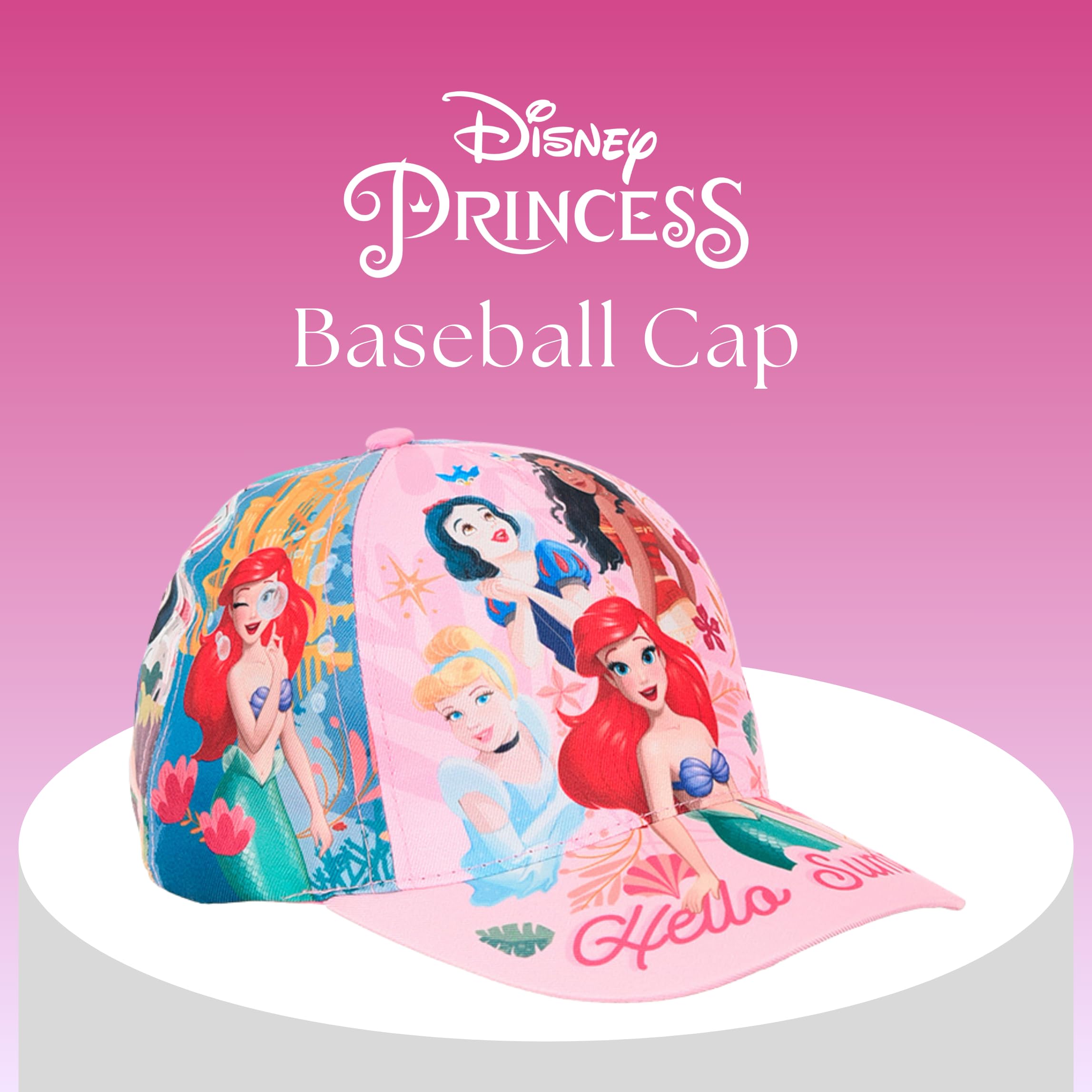 Disney Princesas Gorro para Niñas, Gorra de Beisbol Cenicienta Sirenita Blancanieves Vaiana, Gorra de Verano Infantil