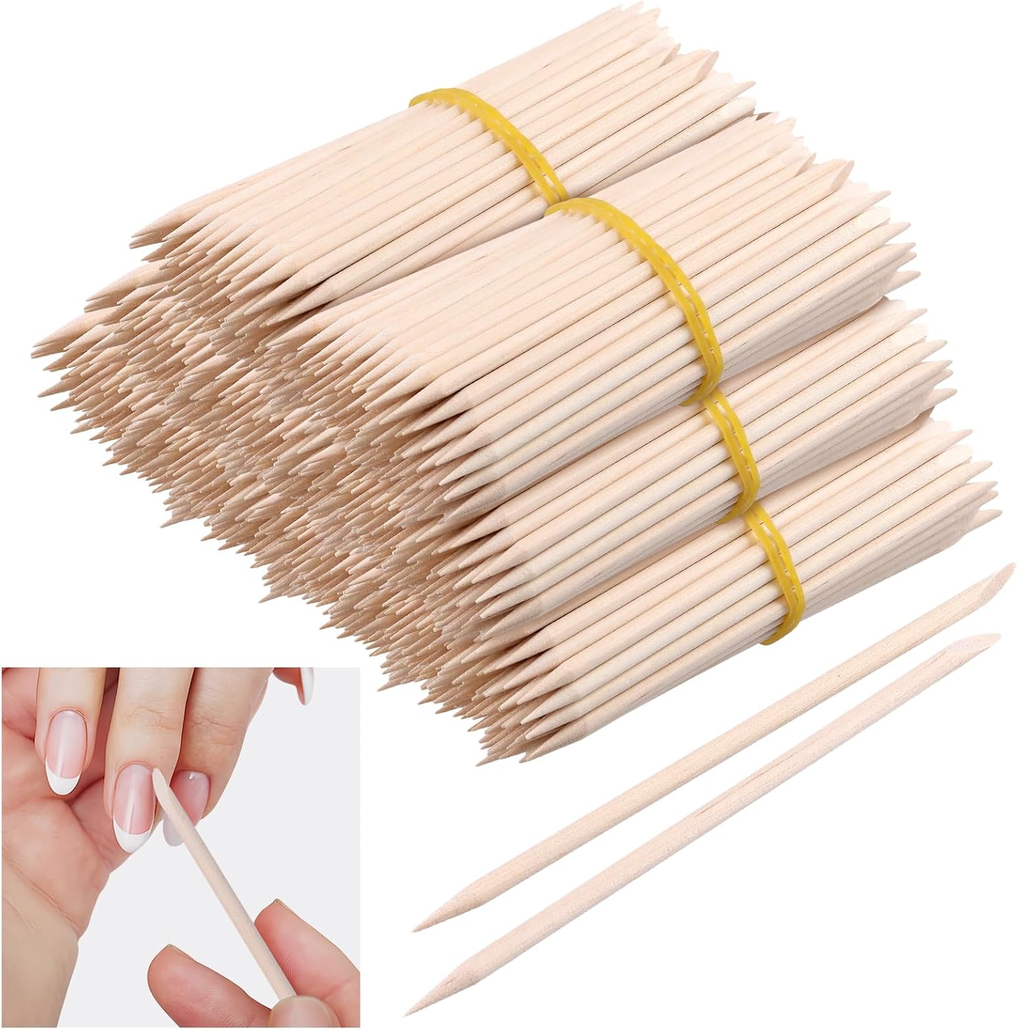 1500 STKS Oranje Hout Sticks, Houten Nail Cuticle Pusher voor Manicure, 11.4cm