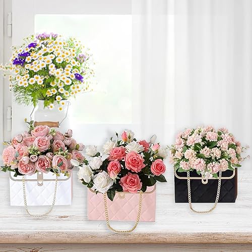 Miniatura 2 de 5 bolsas de regalo de flores de papel, pequeñas bolsas de regalo con asas, caja de flores para el día de San Valentín, día de la madre, cumpleaños,