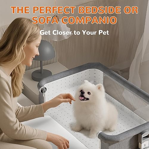 Miniatura 5 de Cama elevada para perro  Cuna para perro de altura ajustable, extensión de cama para perro para cama humana  Cosleeper para mascotas para perros