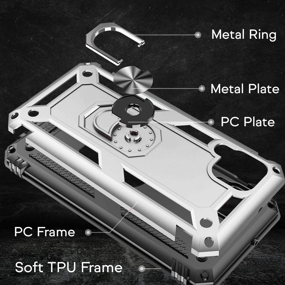 NALIA Ring Handyhülle Für Huawei P40 Pro – Mit 360° Drehbarem Ring, Magnetisch Für Auto-Halterung, Stoßfest