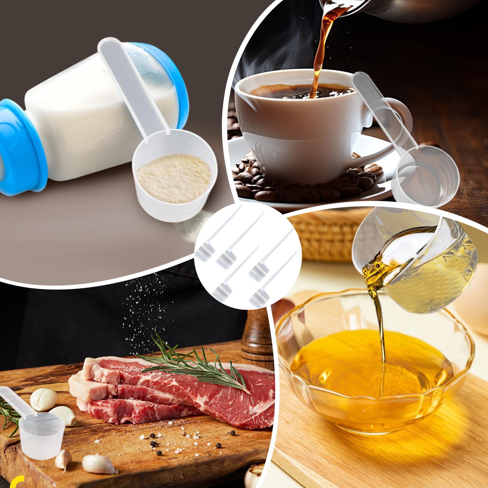 5 Misurini Grammi In Plastica Trasparente - Cucchiai Dosatori Con Scala 2g, 3g, 4g, 5g Per Cucina - Foto 2