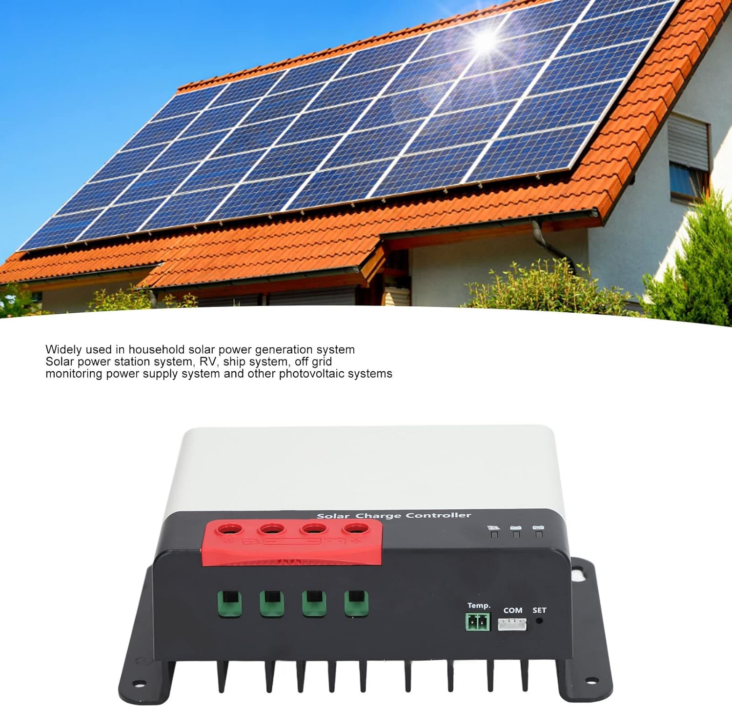MPPT Tracking 12V/24V Solar Controller, Charging Parameters Adjustable, Controllers for Solar Panels, 100V Minimum Ambient Temperature (MC2430N10)