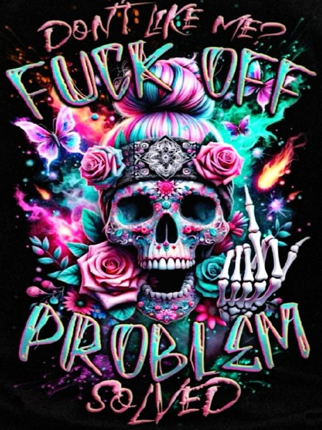 MXCFZX Skull Diamond Art Kits for Adults, Don't Like Me Skull Diamond Painting Kits for Adults Beginners, 5D DIY Full Drill Round Gem Art Crafts Paintings for Home Wall Decor 12 x16Inch — image 1