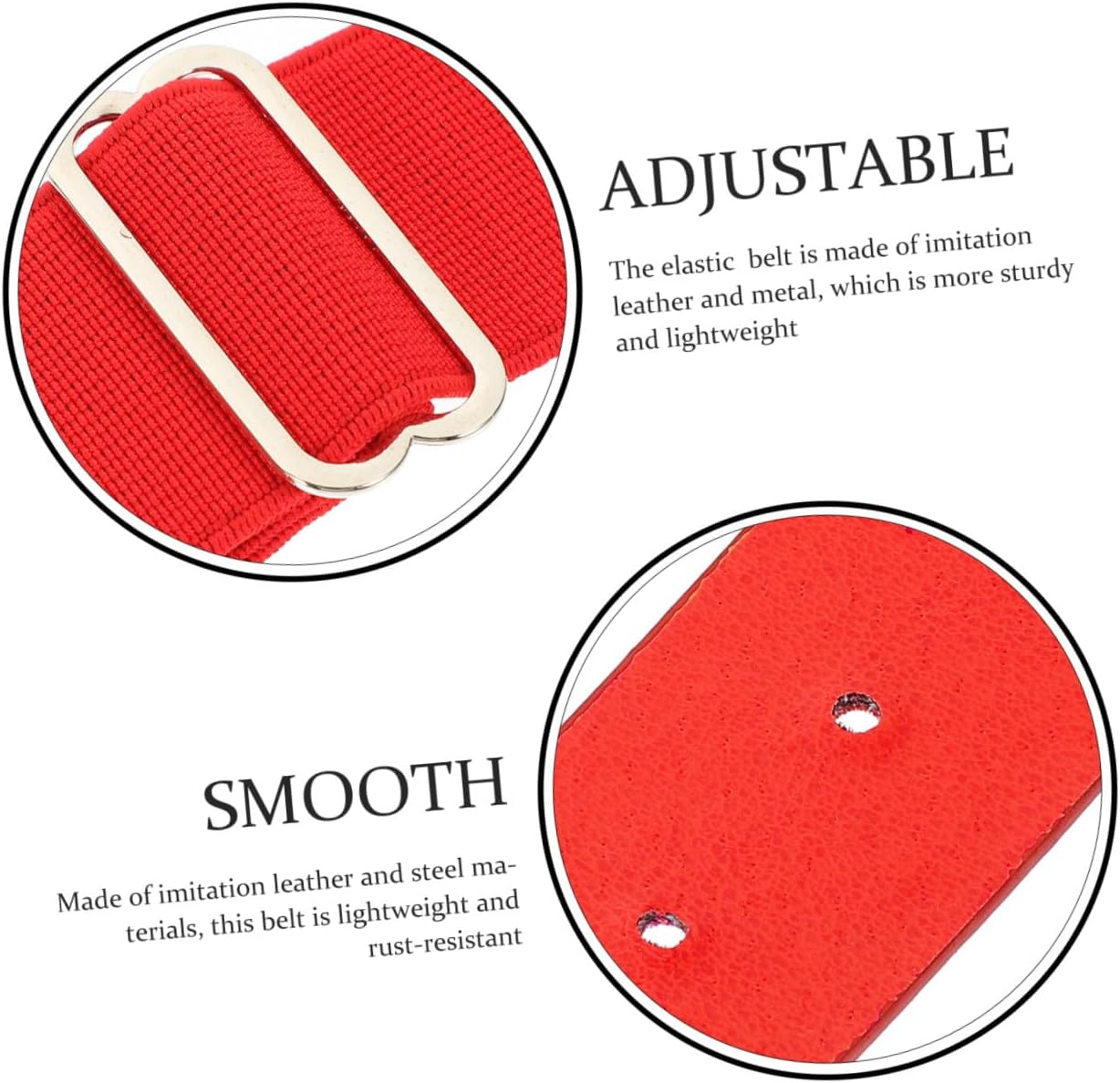 SHOWERORO Adjustable Red Stretch Baseball Belt for Men and Women, Imitation Leather Sports Belt for Outdoor Softball and Football Use