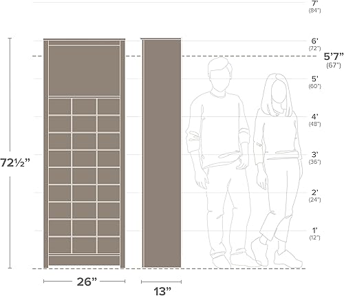 Miniatura 10 de Prepac Organizador de zapatos, almacenamiento, vitrina, 13 pulgadas de profundidad x 26 pulgadas de ancho x 72.5 pulgadas de alto, blanco lavado