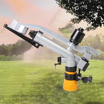 Agricultural Irrigation Spray Gun, 1.5" Impact Sprinkler Tripod Water Irrigation Tools Agricultural Irrigation Crankler 360  Rotation Water Irrigation Kit for Large Area Watering Garden Farm Lawn