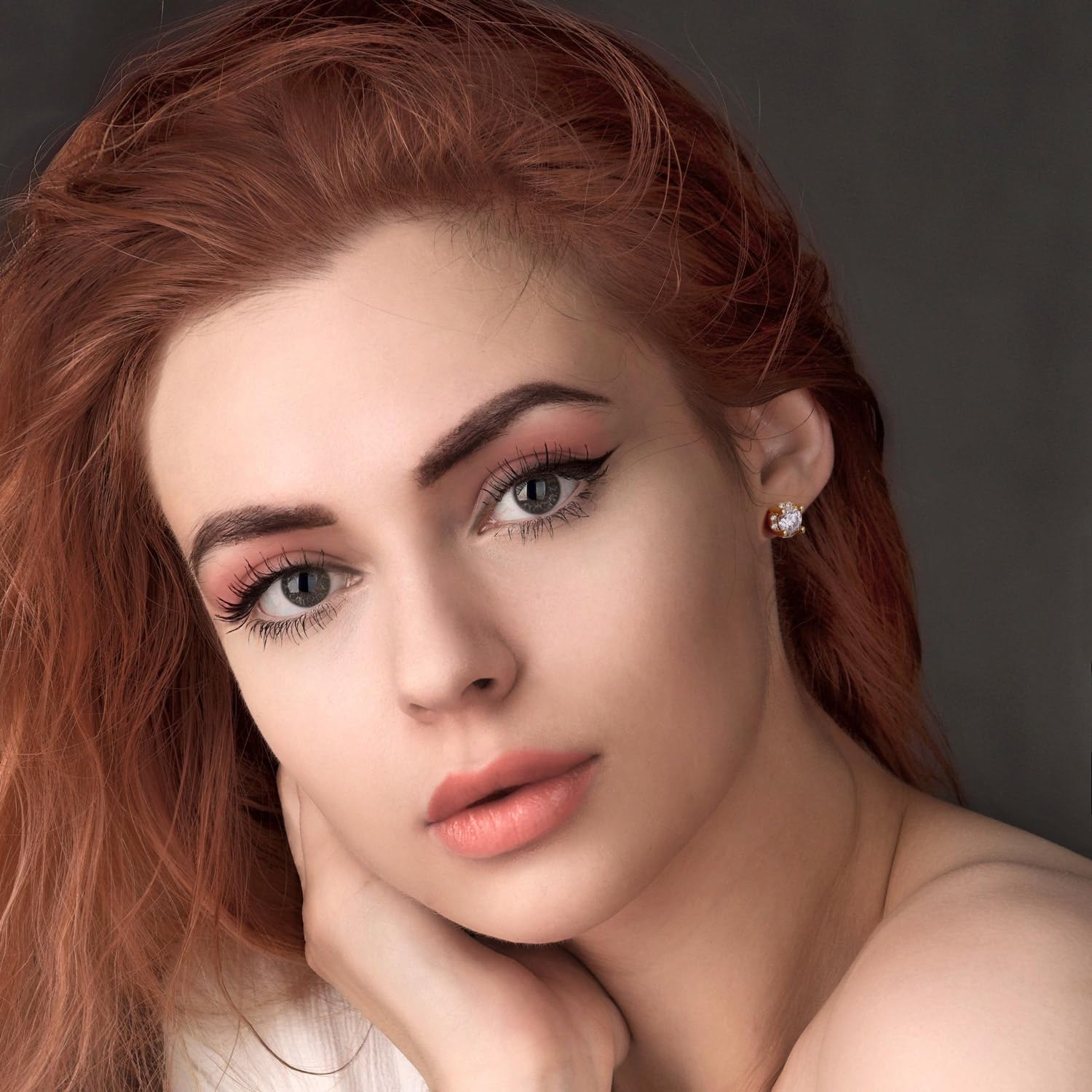 Gold Stud Earrings for Women 14K Gold Earrings Round Gold Earrings studs Radiant Cubic Zirconia Earrings Studs Lightweight Diamond Earrings Studs 7mm - Image 3