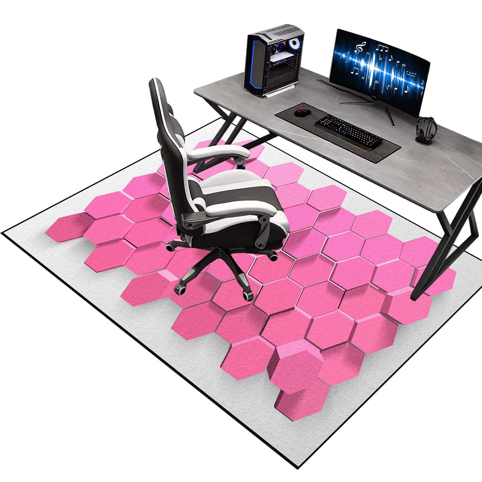 Protector Suelo Silla Ruedas Gaming Alfombra Silla Escritorio Antideslizante Alfombra Silla Gaming Alfombra Oficina para Silla con Ruedas, Alfombra Gamer Suelo, Alfombra Oficina Suelo 120 x 140 cm