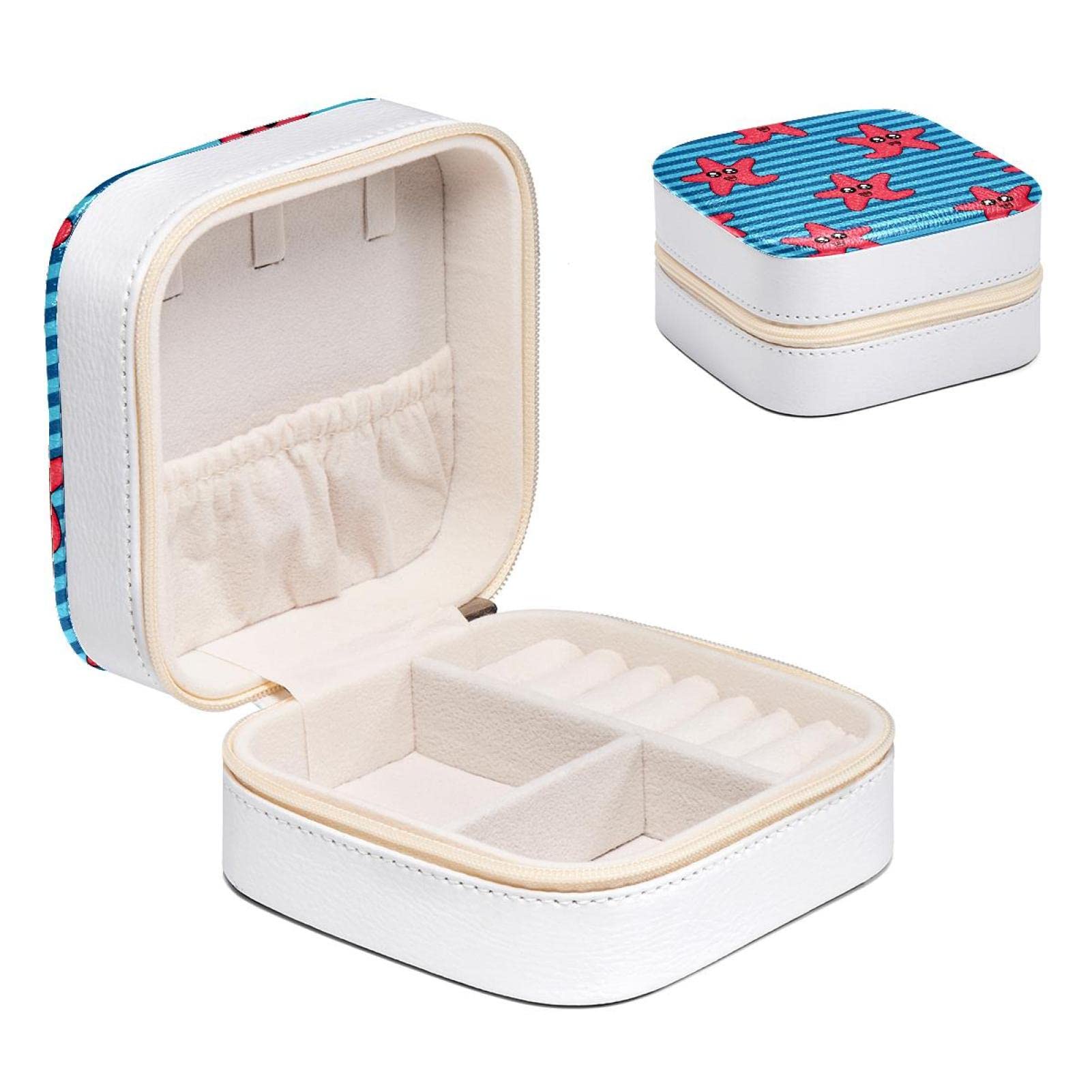 Boîte à bijoux filles et femmes cadeau anniversaire idéal motif marin étoile de mer rayée