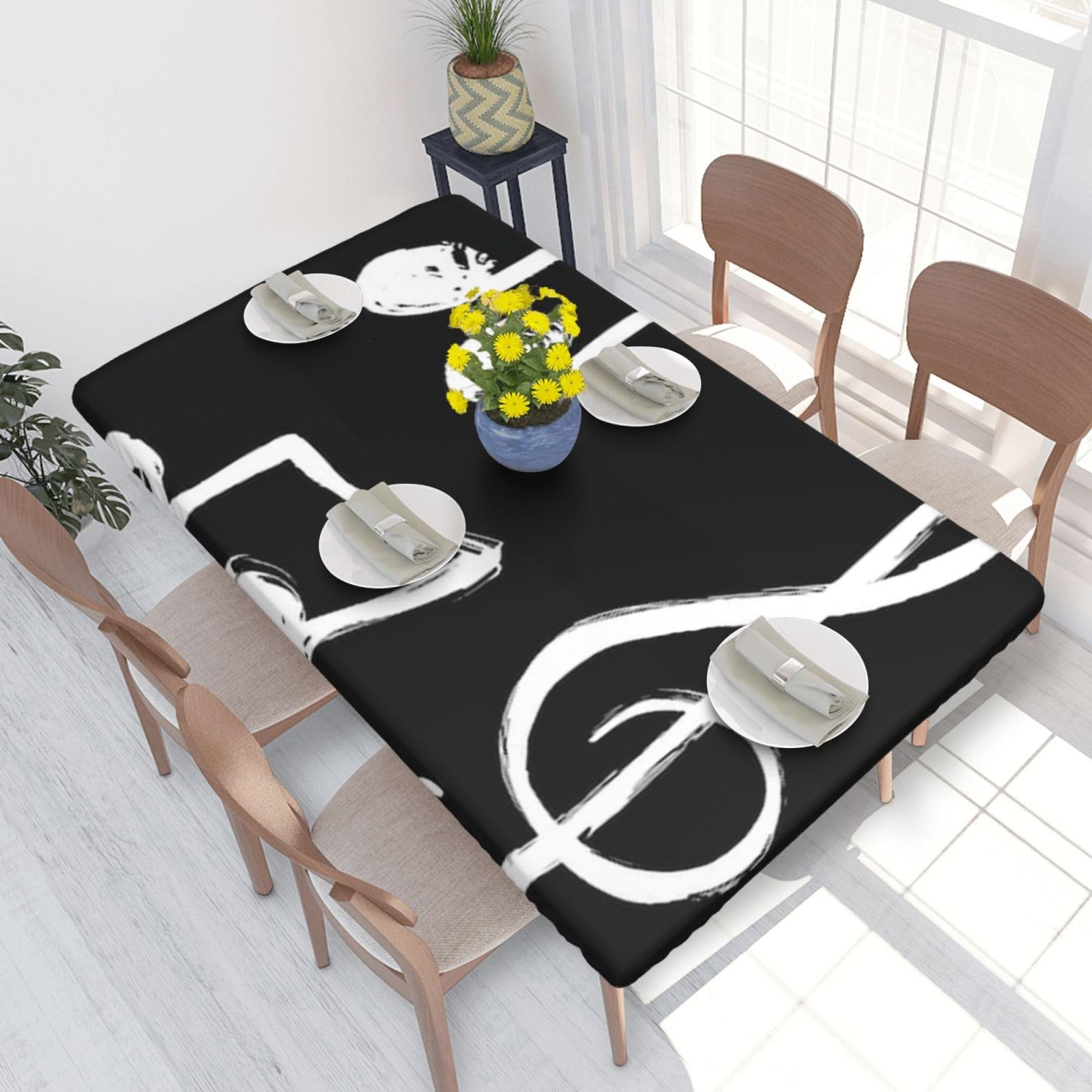 BNVSADC Music Notes Printed 4FT Tablecloth 122x76 CM Polyester Kitchen Water Resistant Table Cloth Dining Table Decoration Table Covers
