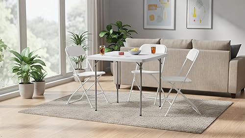 Miniatura 6 de BTEXPERT Juego de mesa plegable de 5 piezas portátil y silla, mesa plegable cuadrada de 34 pulgadas, 4 sillas para adultos para juegos de mesa,