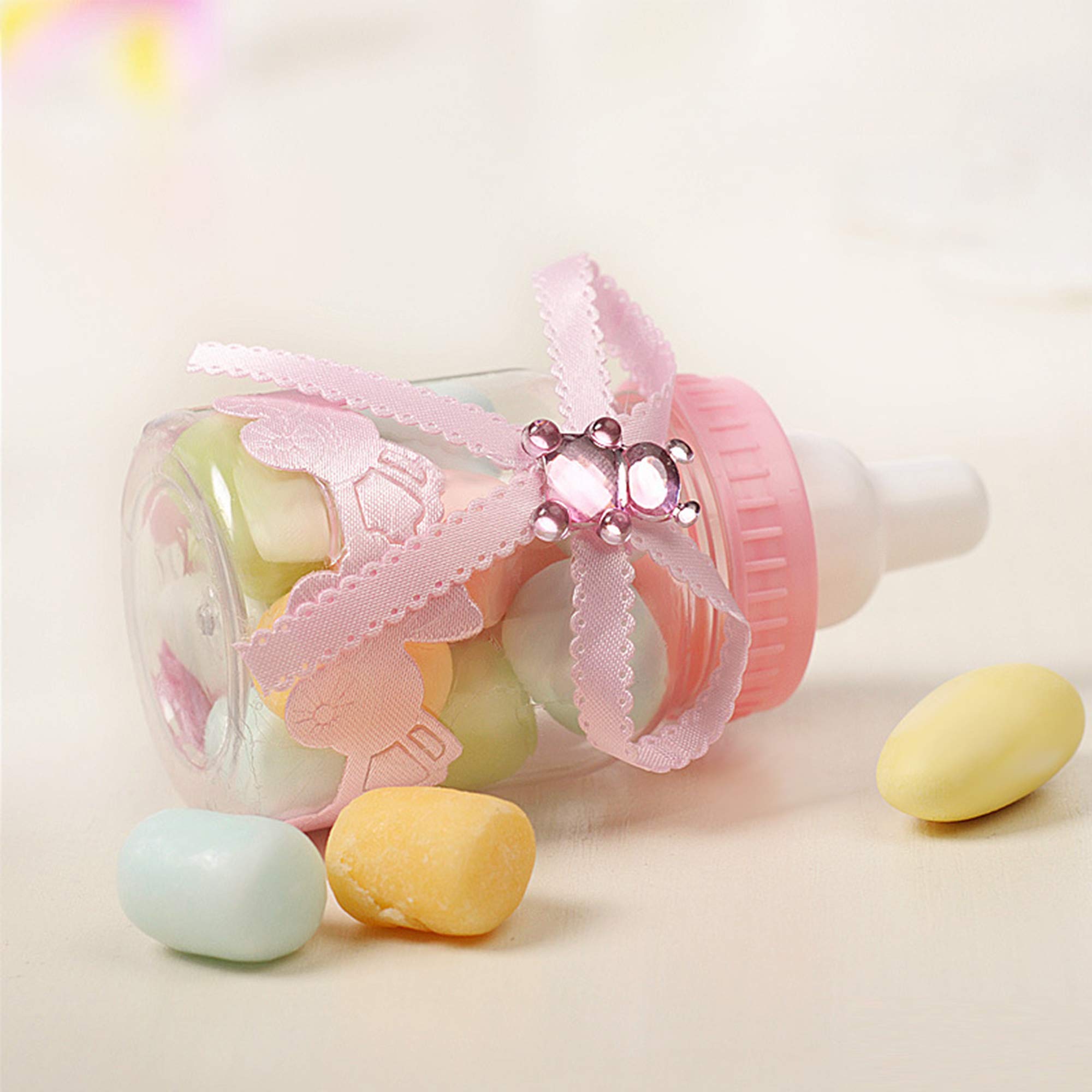 Schneespitze 24 pezzi Biberon Portaconfetti Vasetto Caramelle,Caramella Biberon Bottiglia,Favori di Nozze Forma di Bambino Bottiglia,Baby Shower Battesimo Bottigliette Regali Decorazione