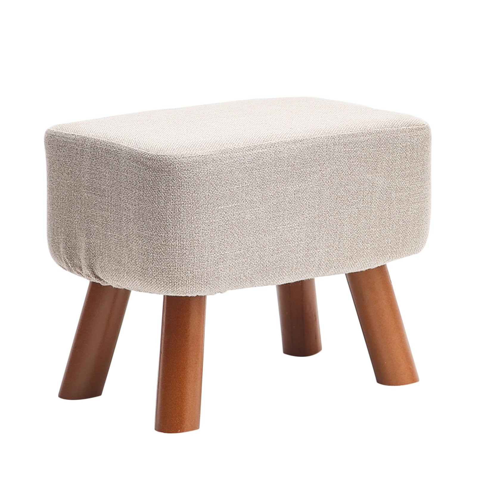 XLIHAWY Small Rectangle Foot Stool, Linen Footrest Ottoman Stool with Non-Skid Wood Legs, Soft Sponge Padded Wooden Chair for Couch Desk Office Living Room (Color : Light Gray, Size : 15.75x11.02x12