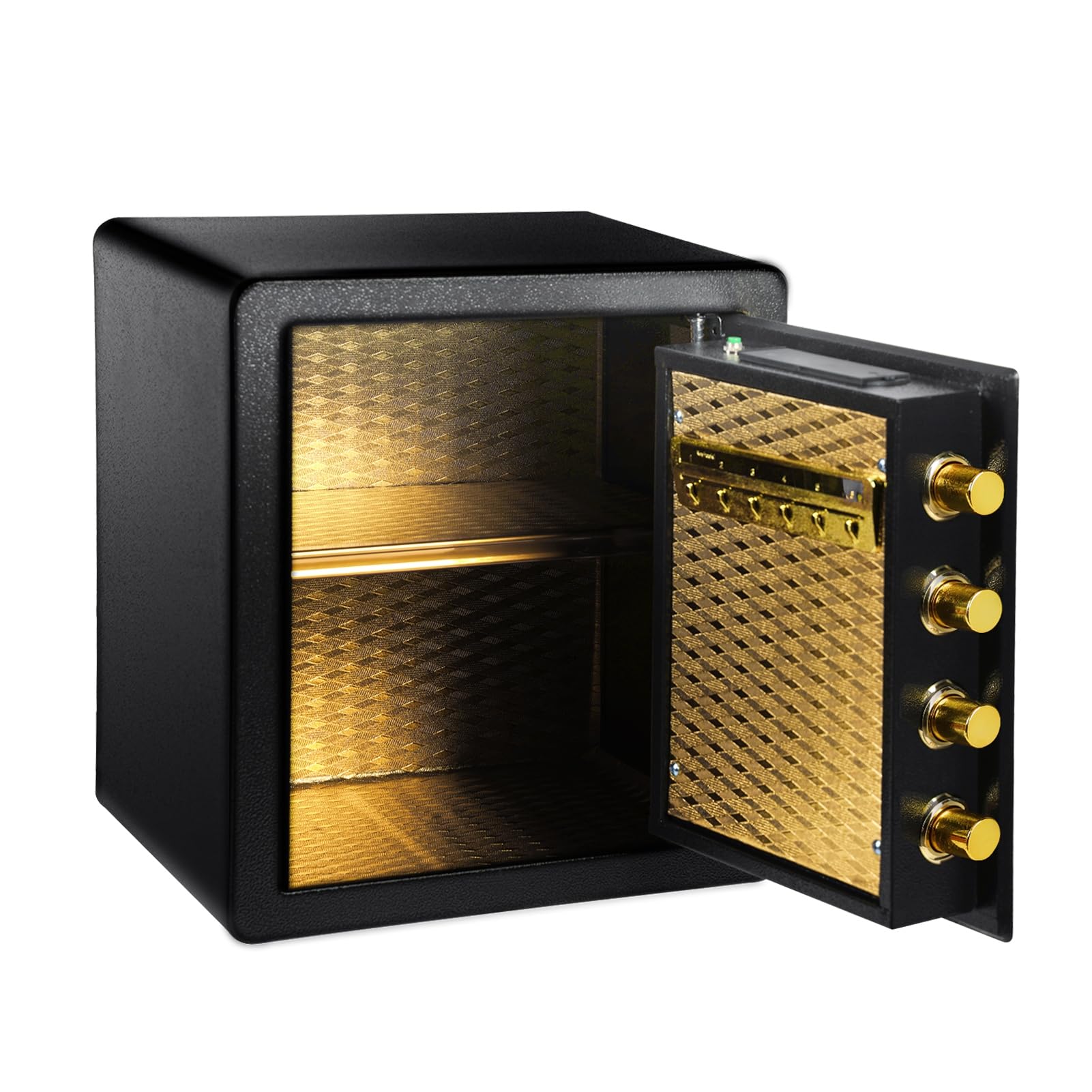 40cm Large Home Safe, High-Security Metal Safe Box with Electronic Lock and Fingerprint Sensor - Large Capacity Home Security Box with Waterproof File Bag Included 1 Set