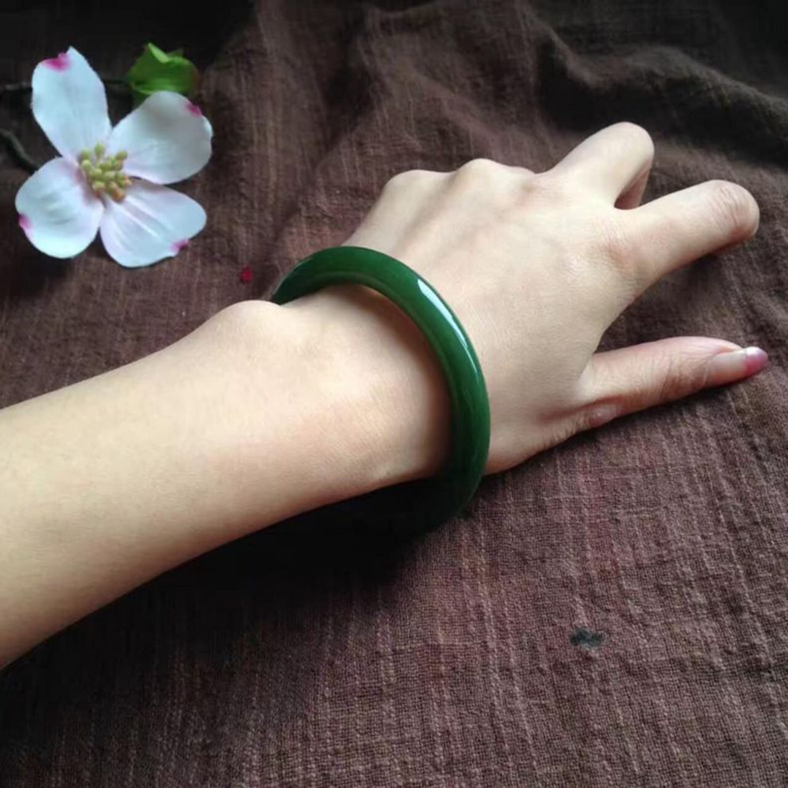 Pulsera de Esmeralda de Jaspe Redondo Natural con Barra Redonda Fina, Pulsera de Jade para Mujer, Regalo de cumpleaños, Regalos de Boda, 56-61mm