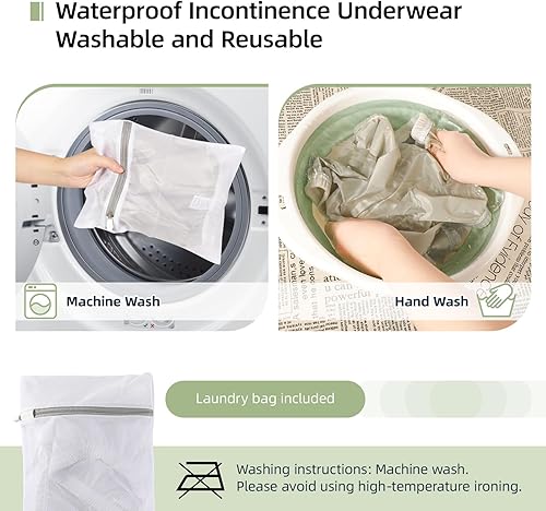 Miniatura 6 de Carer Ropa interior impermeable con tiras unisex lavable para incontinencia, ropa interior impermeable y duradera a prueba de fugas para Beige,Negro