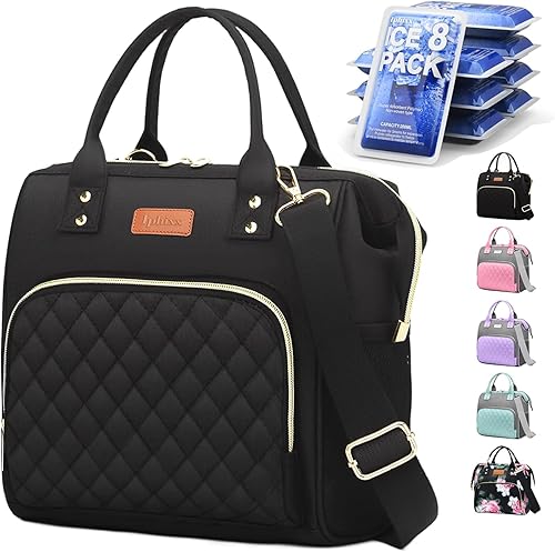 Bolsas de almuerzo para mujer, lonchera para mujer, bolsa de almuerzo aislada, bolsas de almuerzo a prueba de fugas para el trabajo con correa