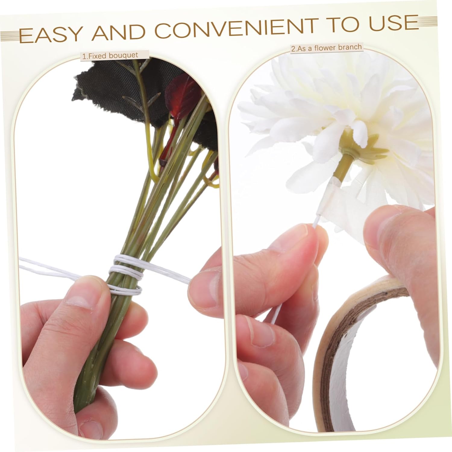 DOITOOL 100pcs White Coated Floral Wire Stems Iron Garden Wire for Plants Flexible DIY Stems for Craft Flowers