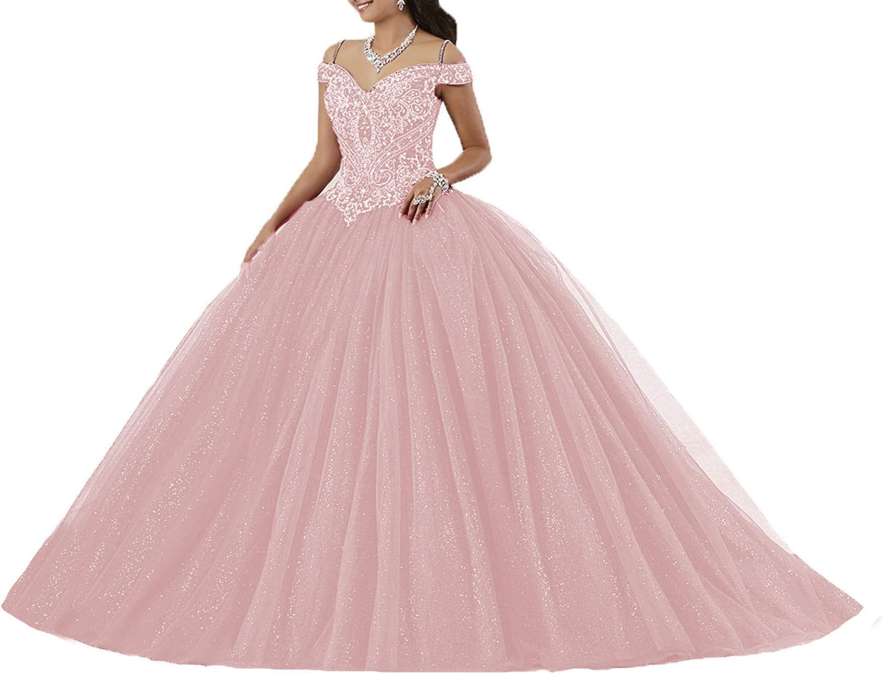 Women's Puffy Crystal Quinceanera Gown