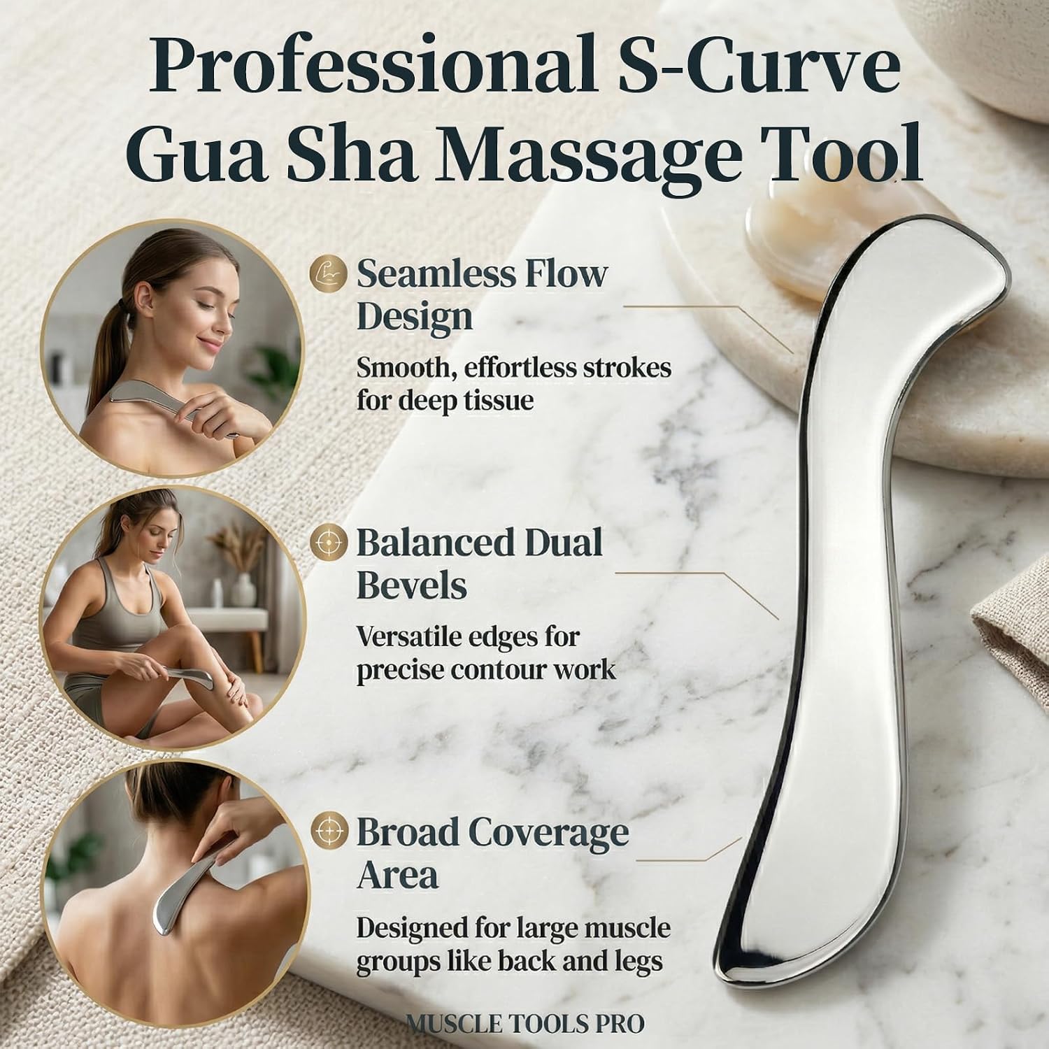 Stainless Steel Muscle Scraper Tool Set for Deep Tissue Massage and Physical Therapy, Professional Gua Sha Scraping Board for Soft Tissue Mobilization, Includes Diverse Shapes for Recovery