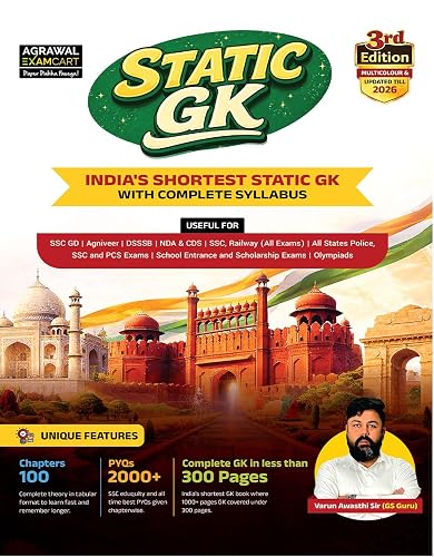 Examcart All Competitive Exam Static GK Book 2026 By Varun Awasthi Sir | 100 Chapters, 2000+ PYQs | Complete General Knowledge for SSC, Railway, NDA, DSSSB, Agniveer, Police (English Medium)