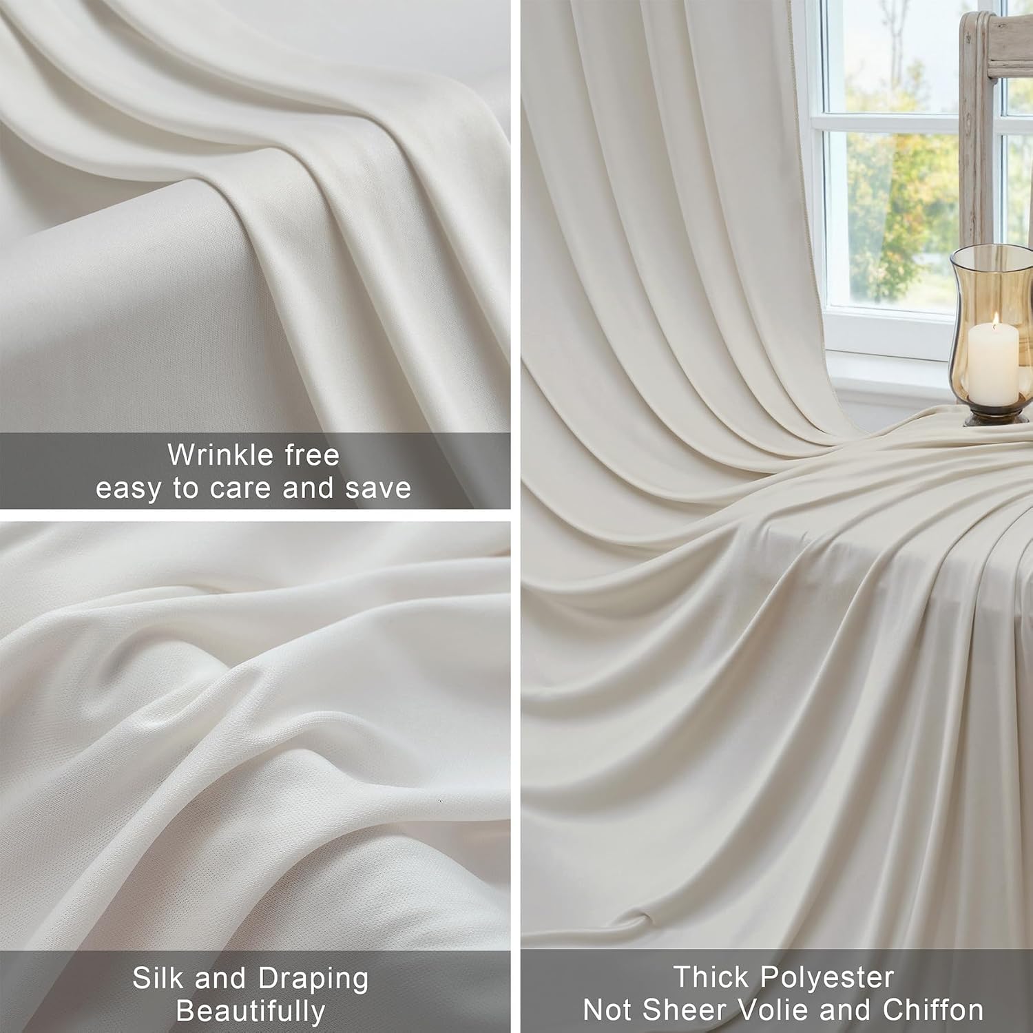 NSSONBEN 20ft×20ft Wrinle Free Beige Ceiling Drapes for Weddings Parties | 4 Panels 5ft×20ft Long Beige Ceiling Curtain Soft Smooth Draping Drapes for Outdoor Tent Canopy Event Church Stage Bedroom