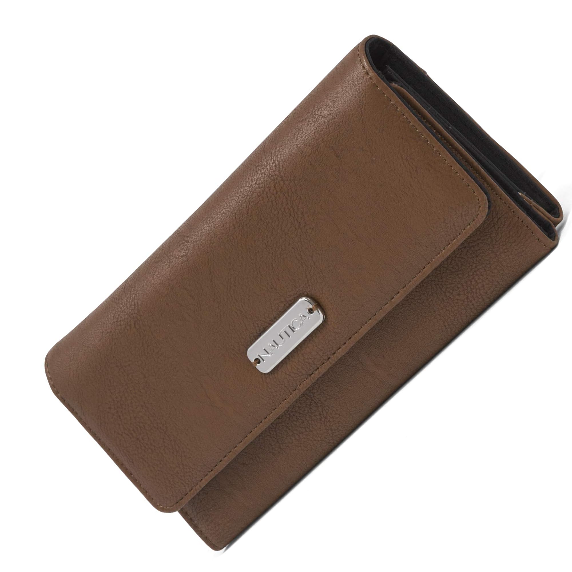 Nautica Money Manager Womens Slim RFID Blocking Wallet, Small Bifold Credit Card Holder with Zipper Coin Pocket and ID Window