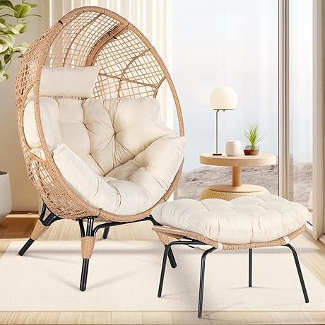 NICESOUL™ Indoor Outdoor Stationary Wicker Egg Chair