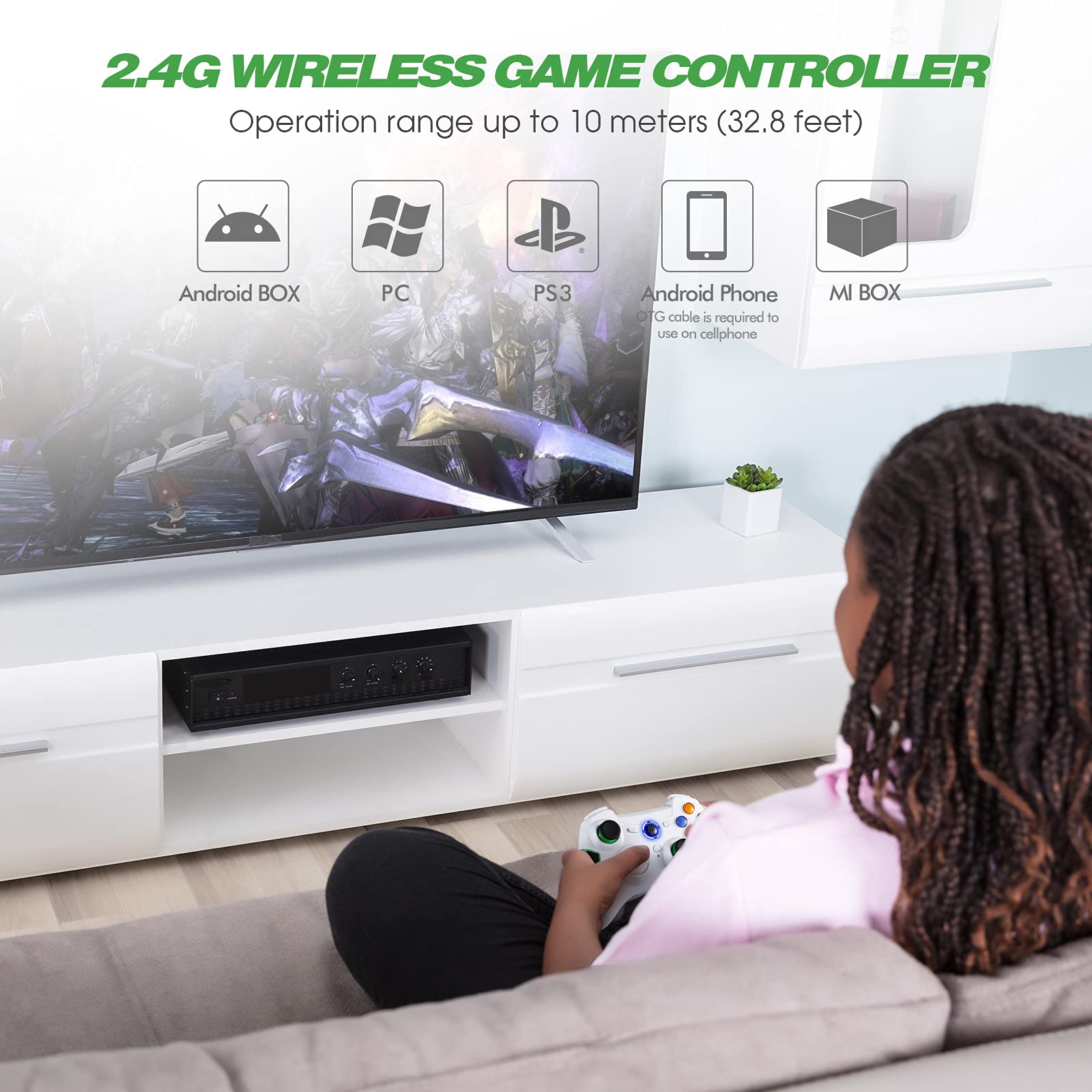 EasySMX Wired Gaming Controller,PC Game Controller Joystick with Dual-Vibration Turbo and Trigger Buttons for Windows PC/ PS3/ Android TV Box/Tesla(Black)