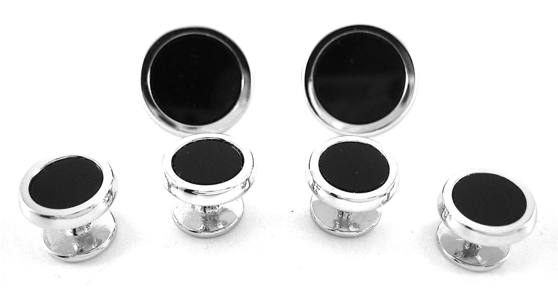 Baade II Sterling Silver Onyx Tuxedo Cufflink and Stud Set