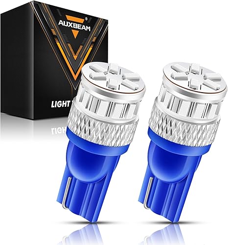 Auxbeam 194 bombillas LED T10 azules, sin polaridad, extremadamente brillantes, 168 W5W, luces interiores de automóvil, bombillas LED de repuesto