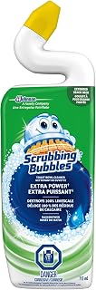 Scrubbing Bubbles Extra Power Toilet Bowl Cleaner, Destroys 100% of Limescale, Rainshower Scent, 710mL (Packaging May Vary)