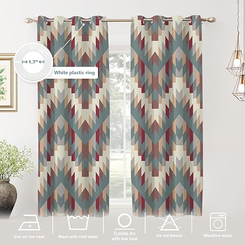 Miniatura 3 de Shrahala Cortinas opacas con diseño tribal azteca, patrones aztecas salvajes, con aislamiento térmico, con ojales en la parte superior, para sala de