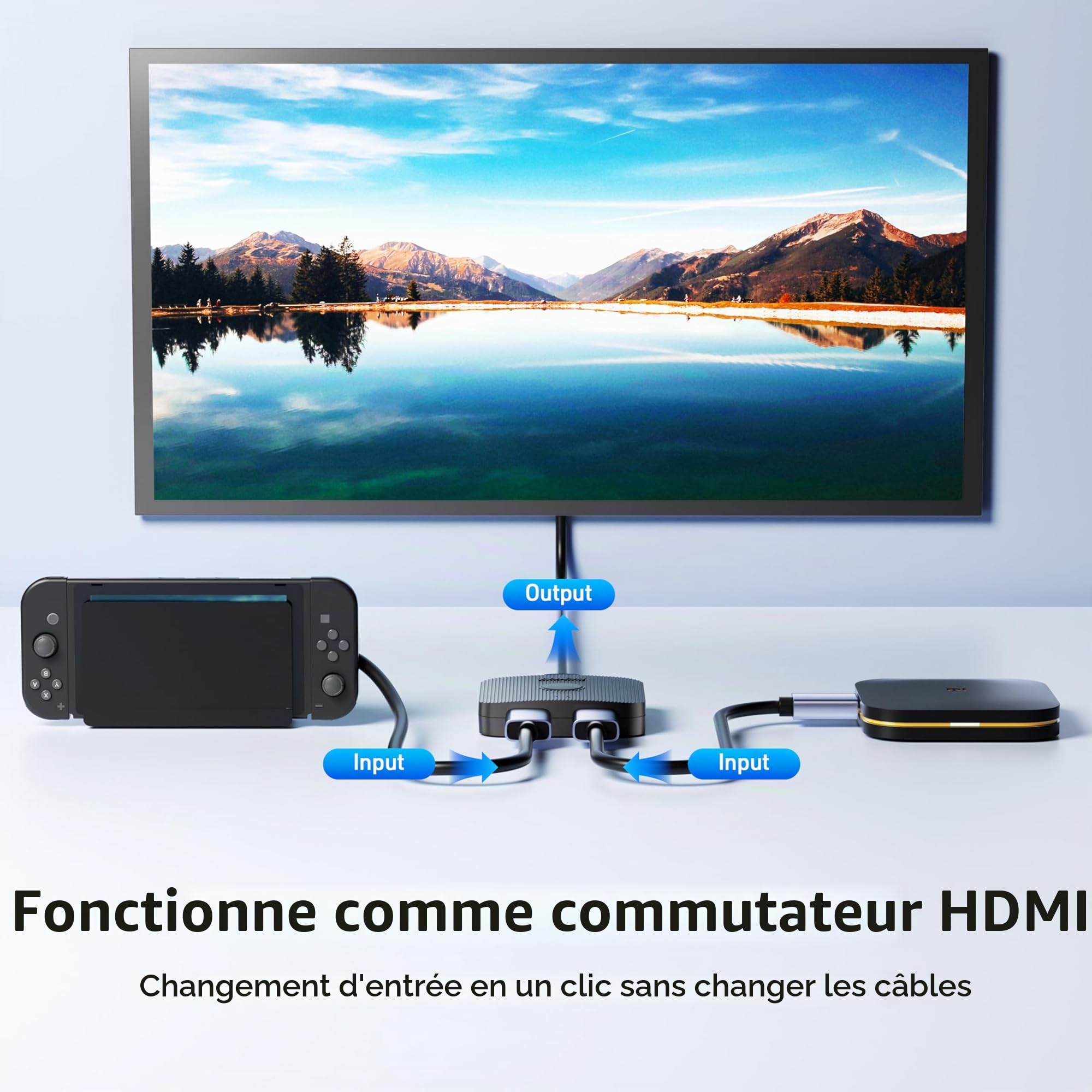 BENFEI Commutateur HDMI 4K 2 Entrées 1 Sortie Prend en Charge 4K 3D HD 1080p Compatible Firestick Xbox PS4 Roku HDTV
