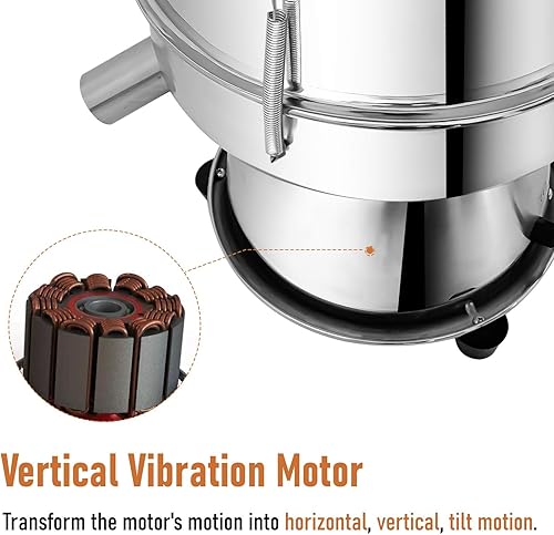 Miniatura 3 de Máquina automática de la coctelera del tamiz, tamiz vibratorio del acero inoxidable 110V con 10 y 60 pantallas de malla para la harina y los polvos