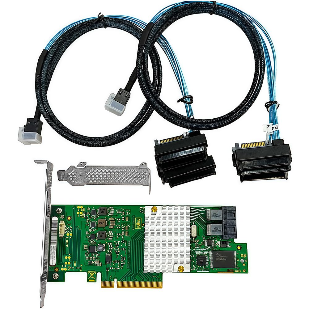 Photo 1 of SAS HBA Card Compatible with LSI 9300-8i IT Mode & D3307 PCIe SATA Expansion Card, 8-Port 12Gbps PCIe 3.0, Expander Support, HBA Controller with 2X SFF-8643 to 4X 8482 SAS Cables for TrueNAS unRAIDLPNPMGP5610053