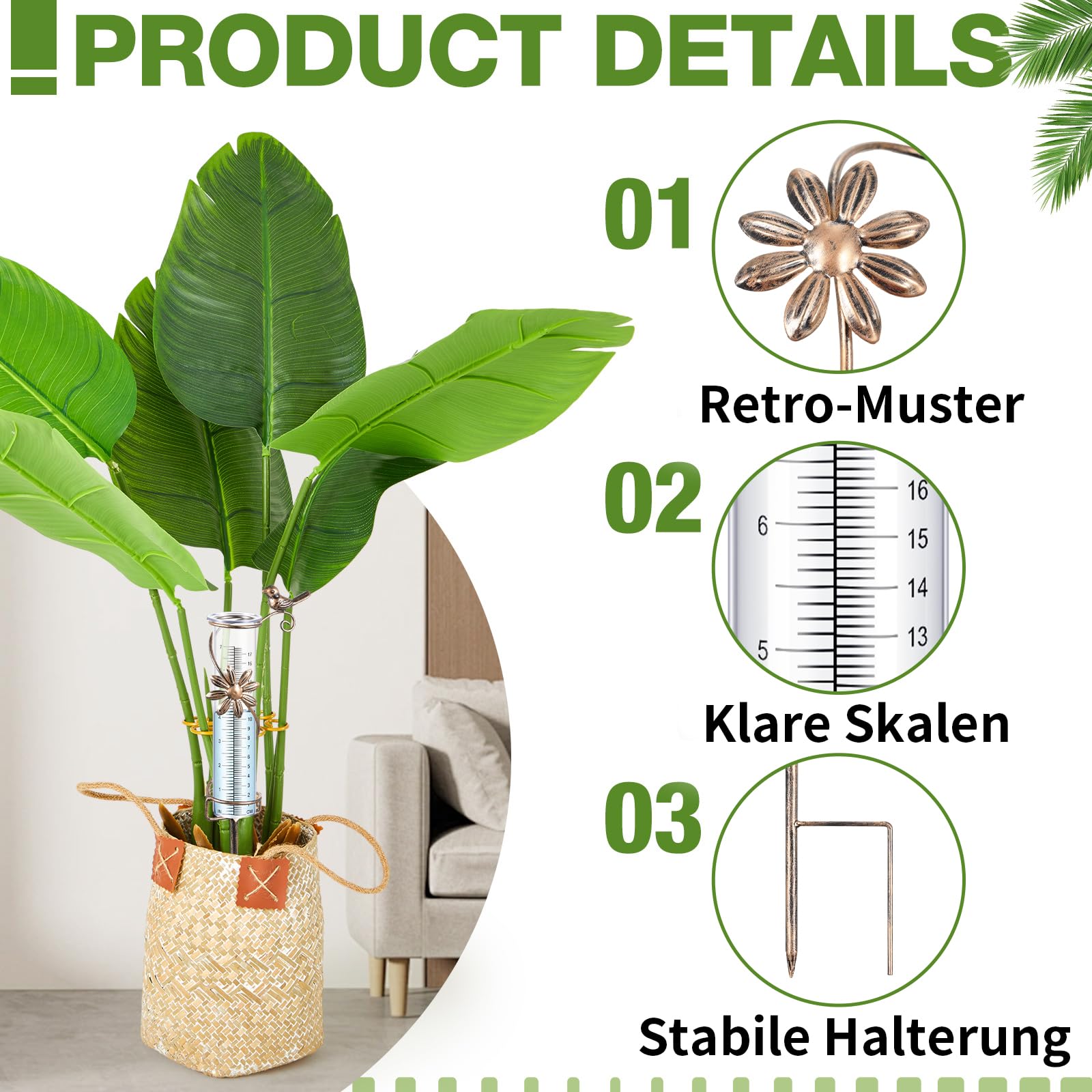 Pluviomètre pour Jardin Pluviomètre de Décoration de Jardin Résistant au Gel, Pelouse, Aménagement Paysager et Accessoires
